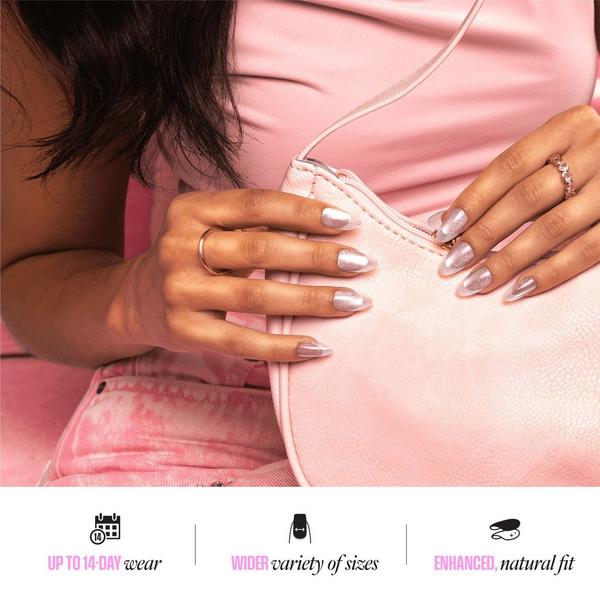 Kiss Glam Jeweled Medium Almond Press On Nails, Golden #7