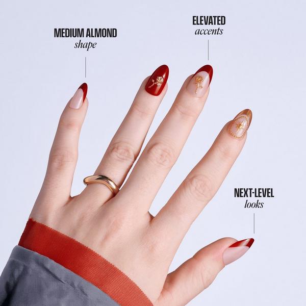Kiss Glam Jeweled Medium Almond Press On Nails, Weekends #4