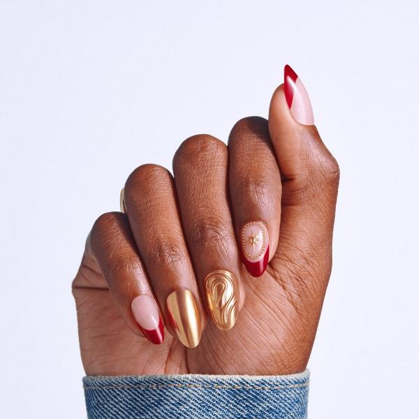 Kiss Glam Jeweled Medium Almond Press On Nails, Weekends #5