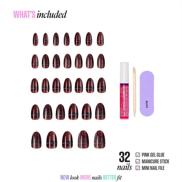 Kiss Glam Embellished Medium Almond Press On Nails, Mirror #2