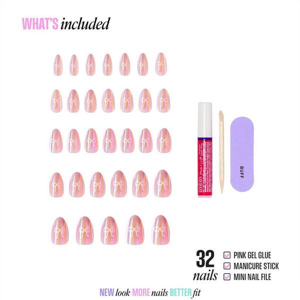 Kiss Glam Embellished Medium Almond Press On Nails, Happy Friday #2