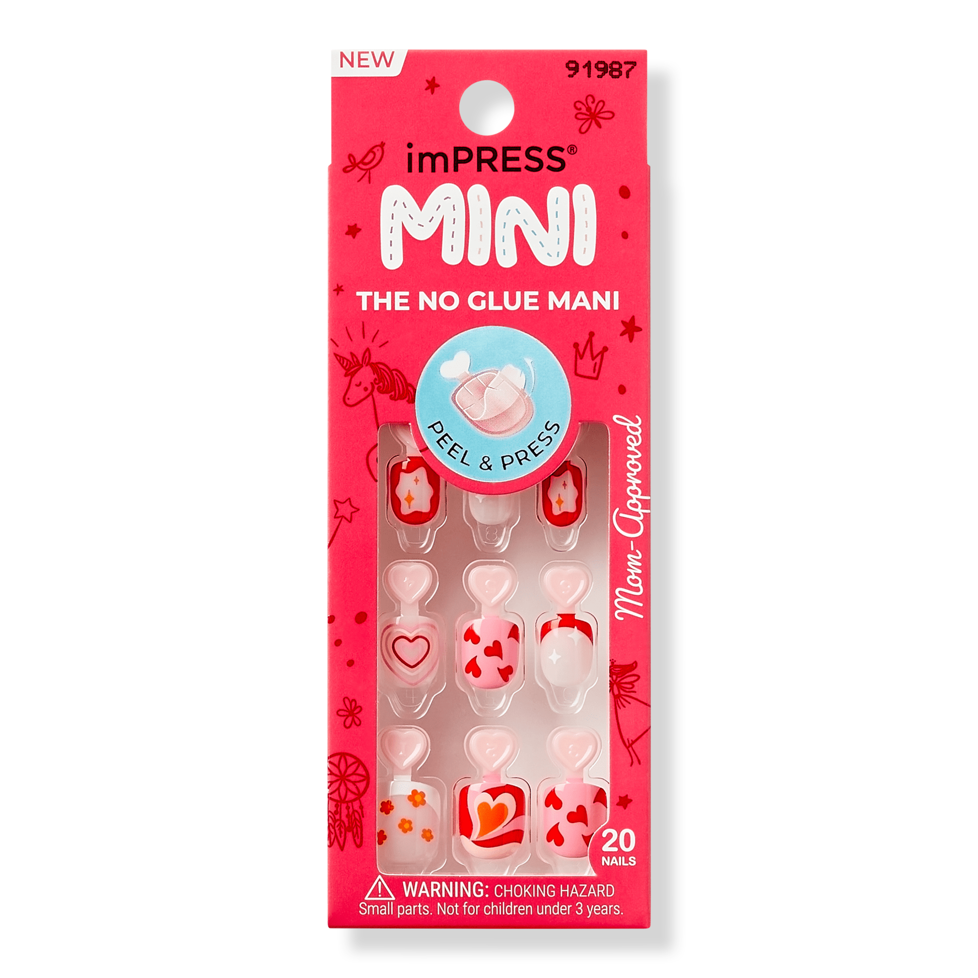 Kiss Impress Mini Kids Squoval Press On Nails for Kids, Playground #1