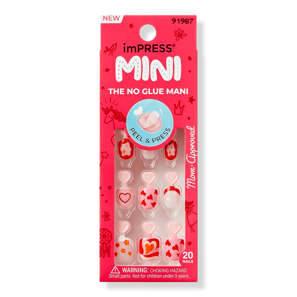 Kiss Impress Mini Kids Squoval Press On Nails for Kids, Playground #1