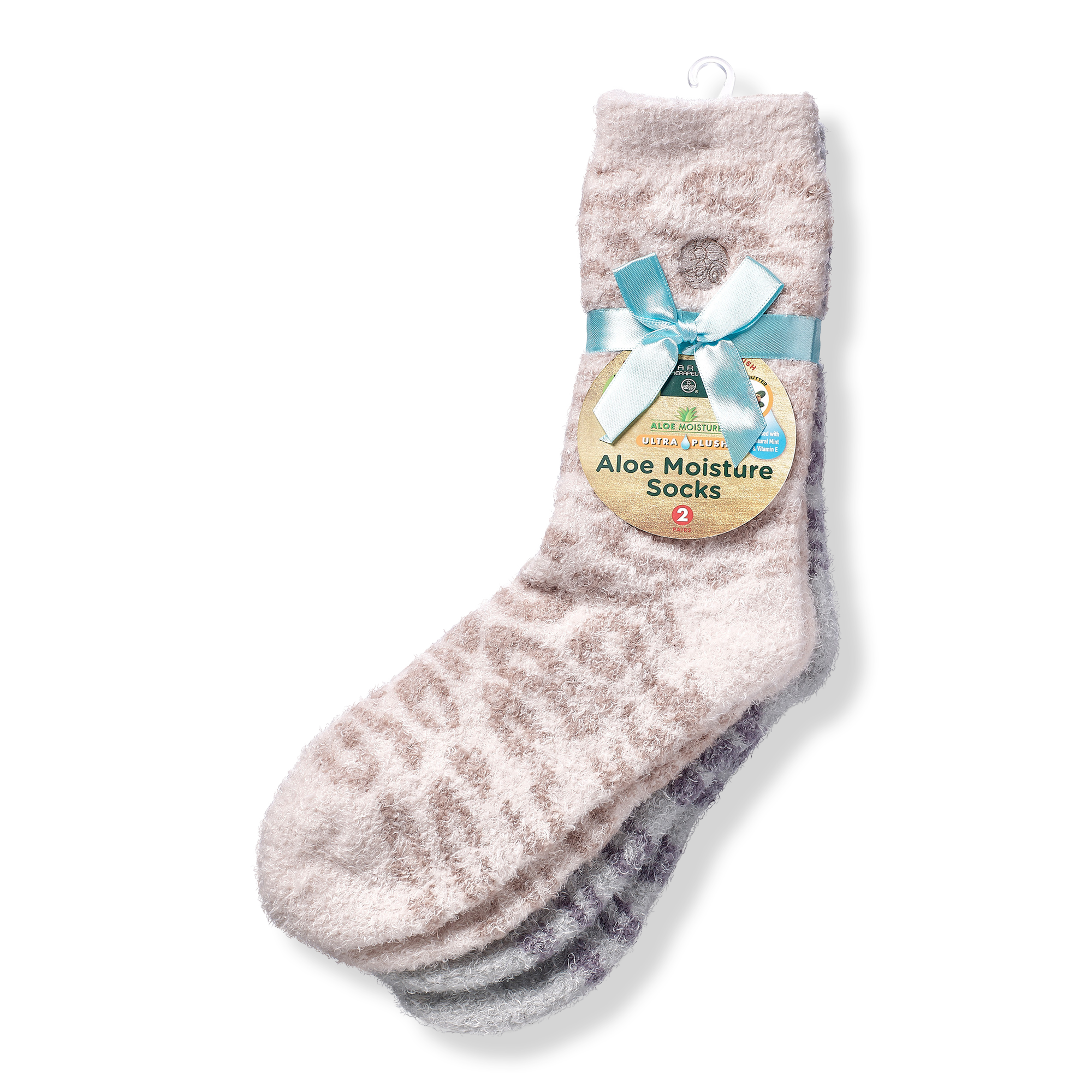 Earth Therapeutics Leopard Aloe Moisture Luxury 2 Pack Socks #1
