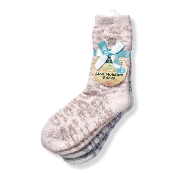 Earth Therapeutics Leopard Aloe Moisture Luxury 2 Pack Socks #1