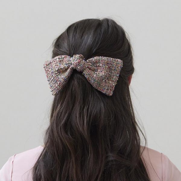Lele Sadoughi Paloma Tweed Bow Barrette #3