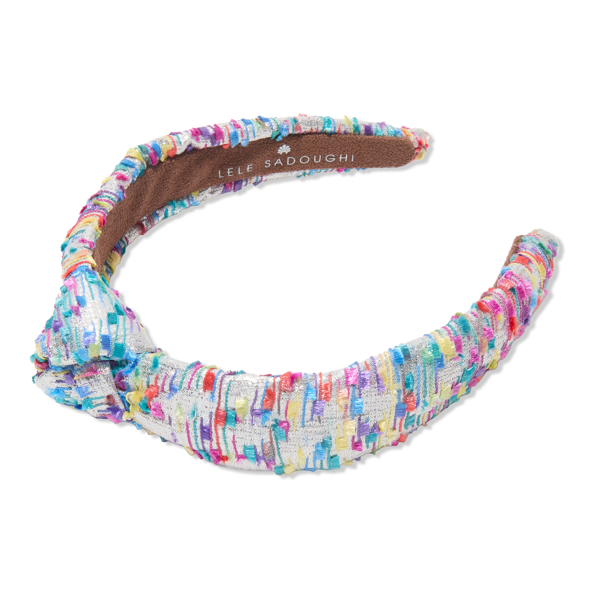 Lele Sadoughi Beaded Metallic Confetti Boucle Slim Knotted Headband #1