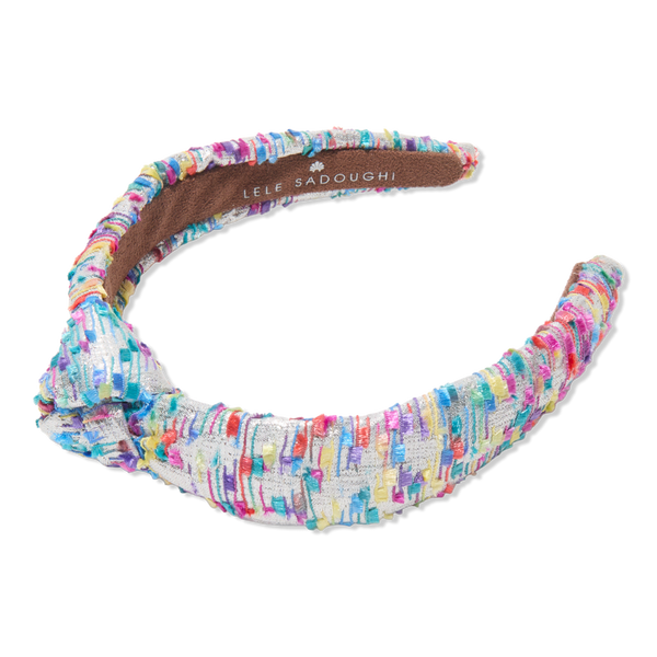 Lele Sadoughi Beaded Metallic Confetti Boucle Slim Knotted Headband #1