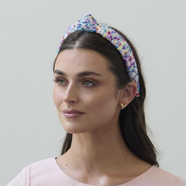 Lele Sadoughi Beaded Metallic Confetti Boucle Slim Knotted Headband #4
