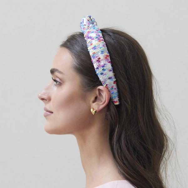 Lele Sadoughi Beaded Metallic Confetti Boucle Slim Knotted Headband #5