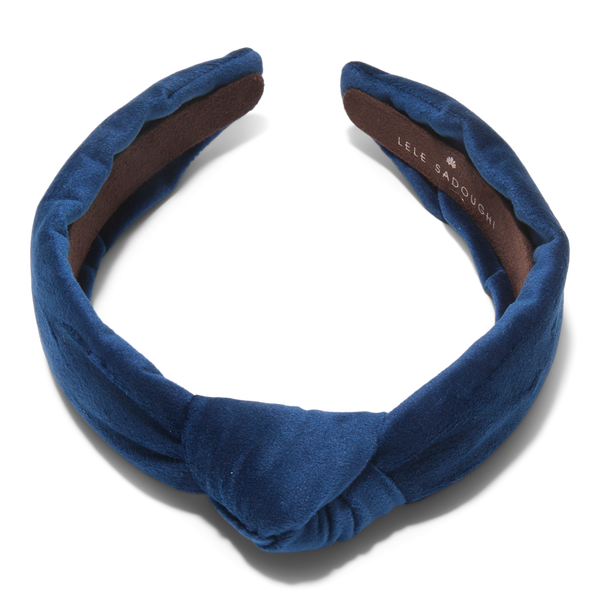 Lele Sadoughi Velvet Navy Slim Knotted Headband #2