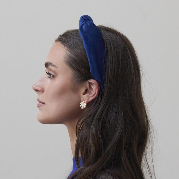 Lele Sadoughi Velvet Navy Slim Knotted Headband #5