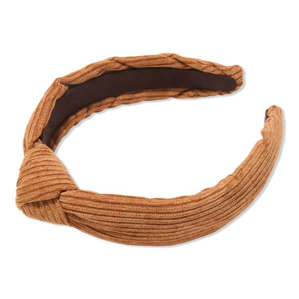 Lele Sadoughi Corduroy Camel Slim Knotted Headband #1