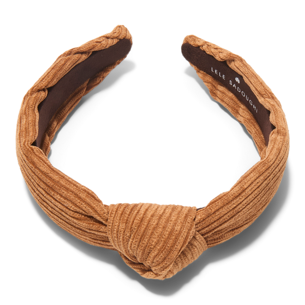 Lele Sadoughi Corduroy Camel Slim Knotted Headband #2