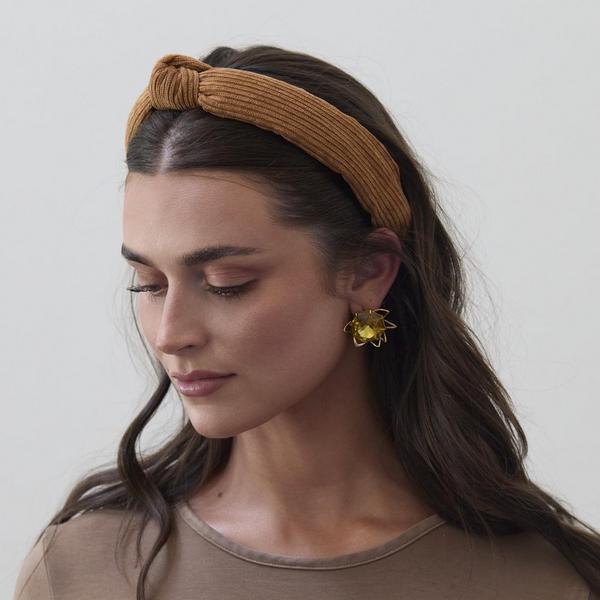 Lele Sadoughi Corduroy Camel Slim Knotted Headband #6