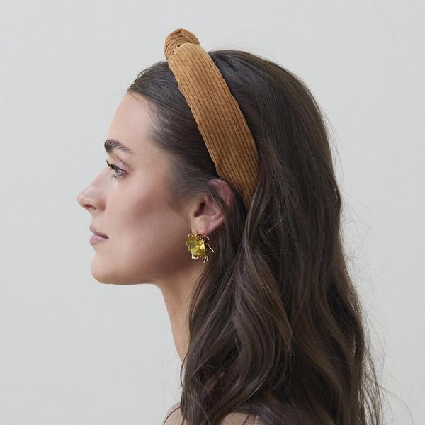 Lele Sadoughi Corduroy Camel Slim Knotted Headband #7