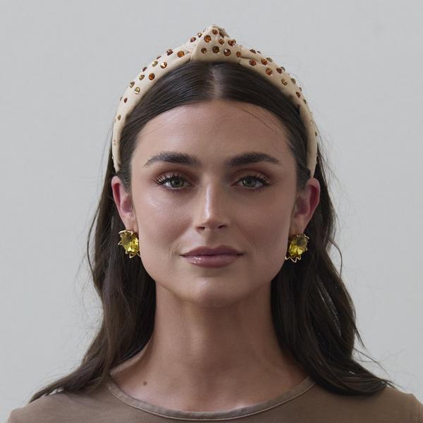 Lele Sadoughi Gradient Crystal Caramel Slim Knotted Headband #4