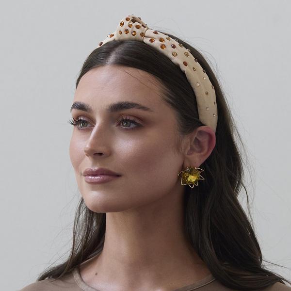 Lele Sadoughi Gradient Crystal Caramel Slim Knotted Headband #5
