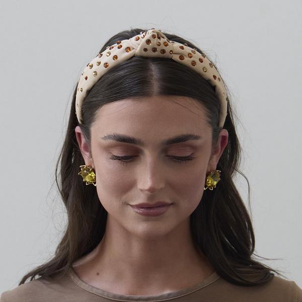 Lele Sadoughi Gradient Crystal Caramel Slim Knotted Headband #6