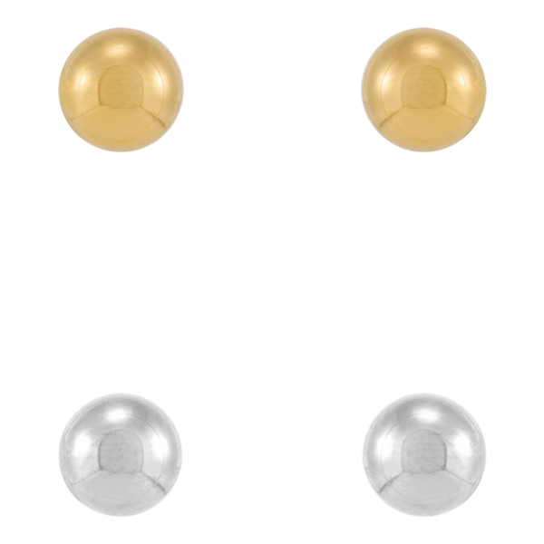 DUO Perfect Pairings Stainless Steel and 24KT Gold Plate 4MM Ball Stud Set #3