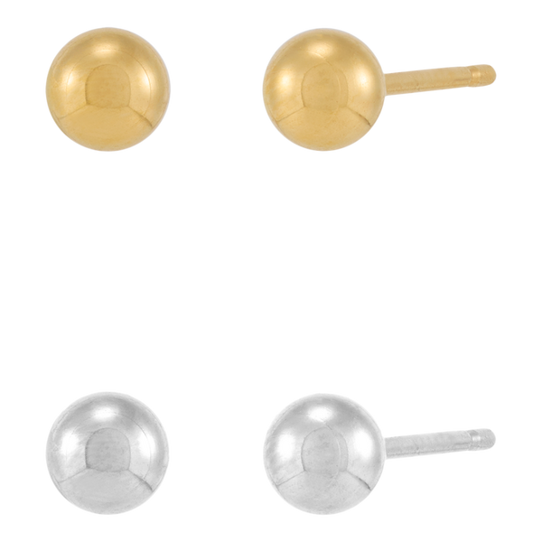 DUO Perfect Pairings Stainless Steel and 24KT Gold Plate 4MM Ball Stud Set #4