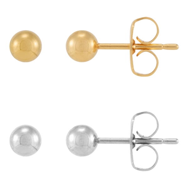 DUO Perfect Pairings Stainless Steel and 24KT Gold Plate 4MM Ball Stud Set #5