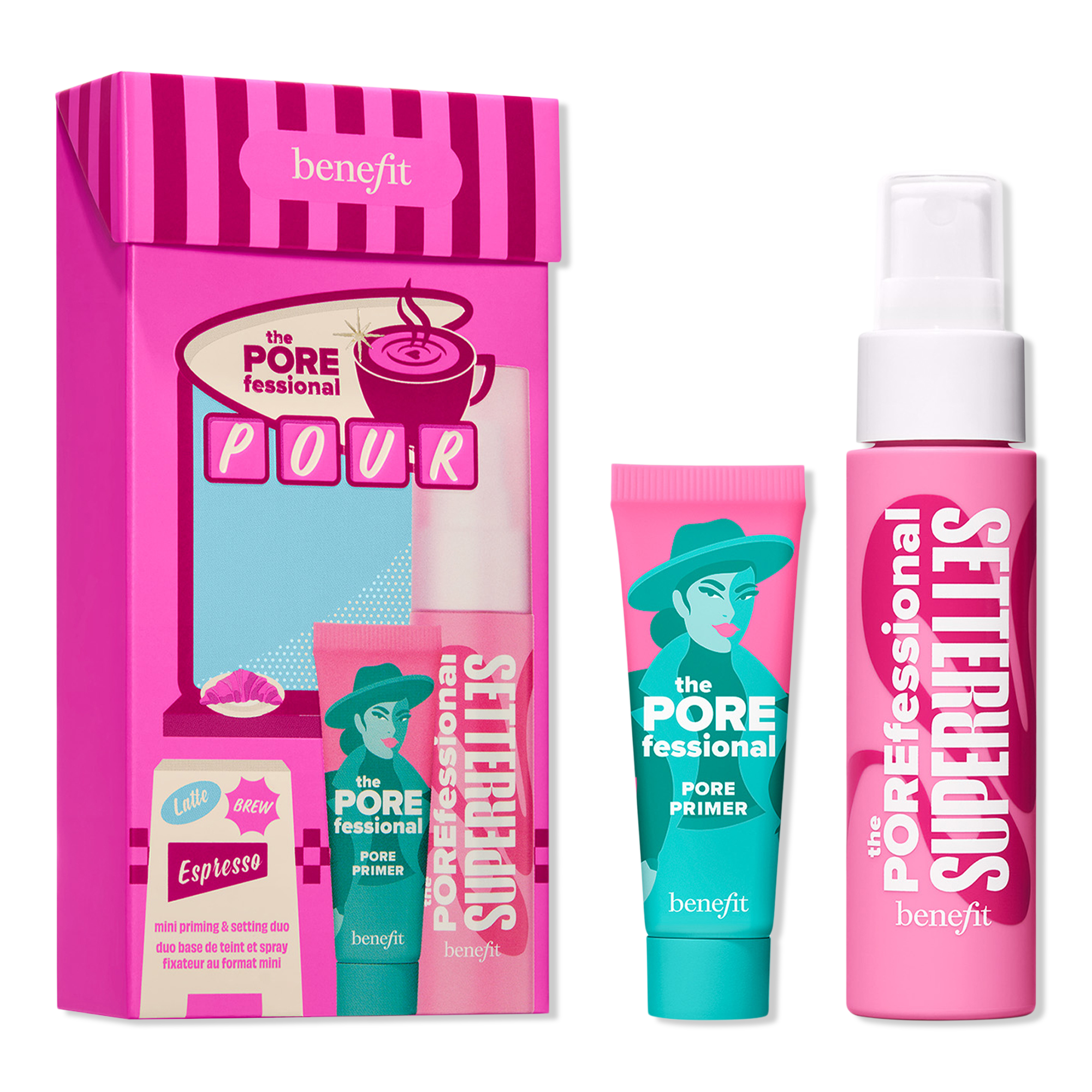 Benefit Cosmetics The POREfessional Mini Primer & Setting Spray Duo Pore-Blurring Makeup Prep Set #1