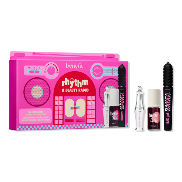 Benefit Cosmetics Rhythm & Beauty Radio Full-Size & Mini Lash, Brow, Lip & Cheek Bestsellers Trio #1