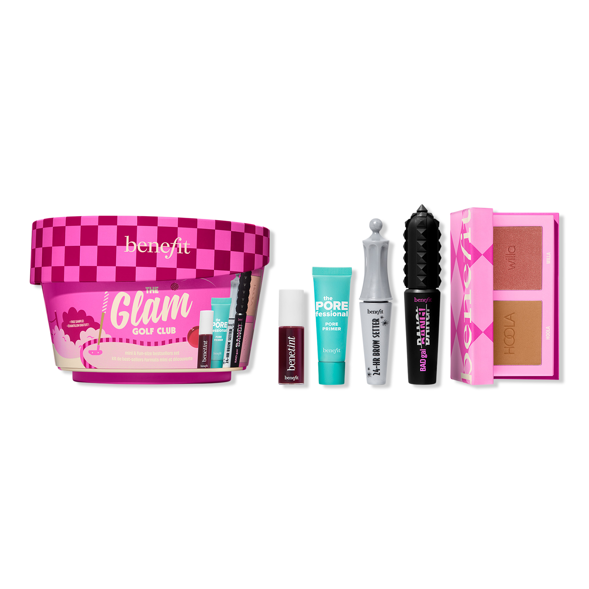 Benefit Cosmetics The Glam Golf Club Mini Full-Face Makeup Set Bestselling Travel-Size Essentials #1