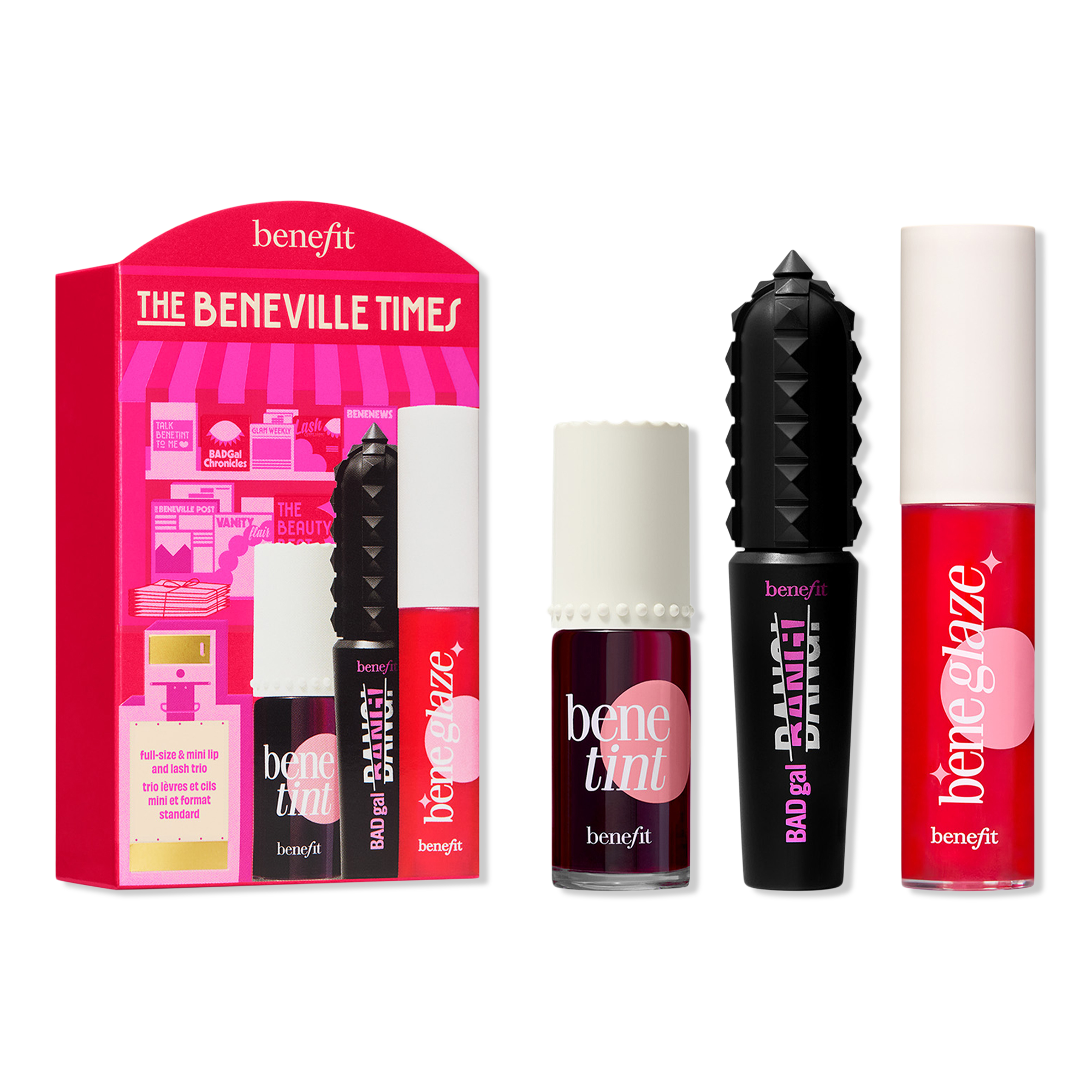 Подарочный набор Benefit Cosmetics The Beneville Times: тушь, тинт и блеск для губ — фото 1