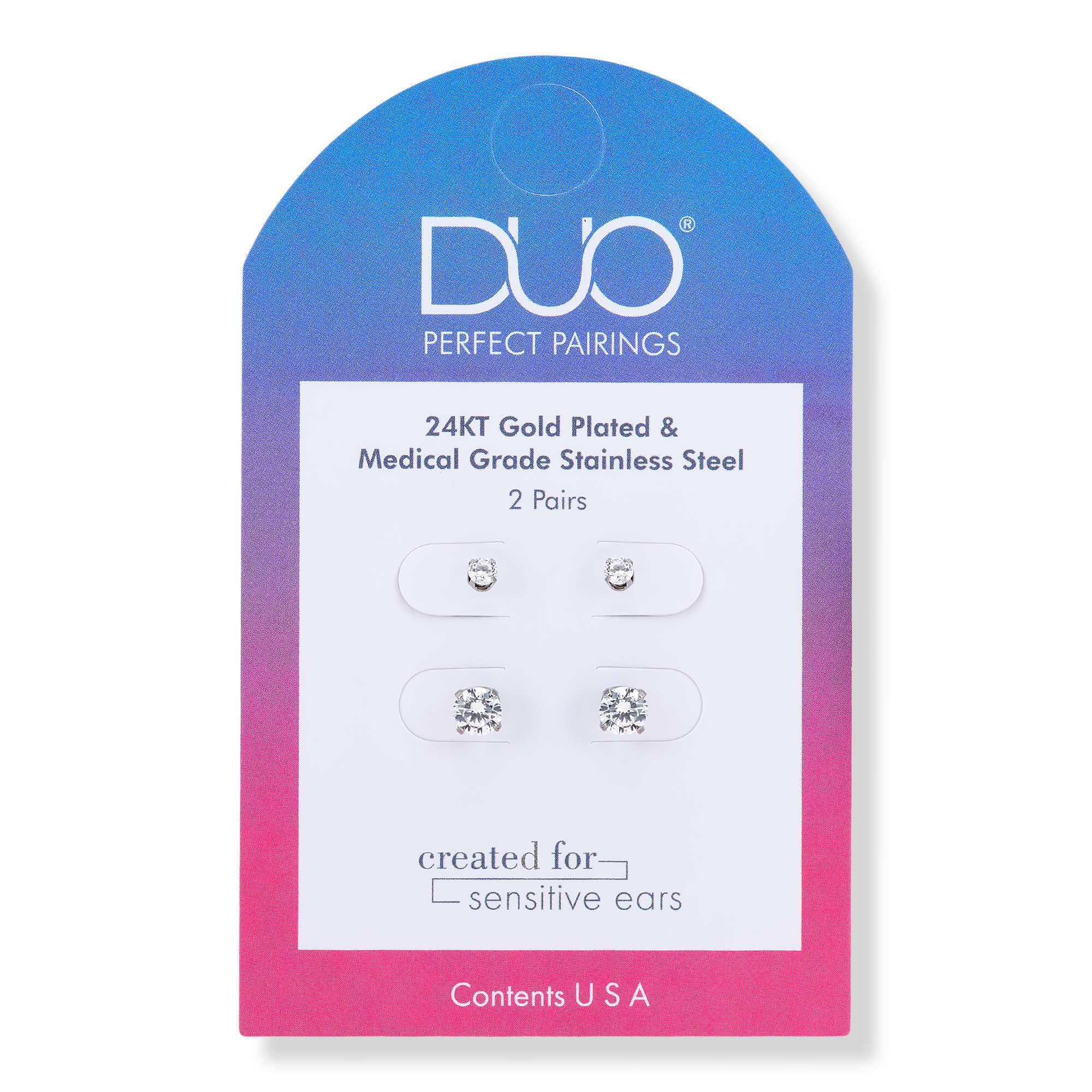 DUO Perfect Pairings Stainless Steel 3MM and 5MM CZ Stud Set #1
