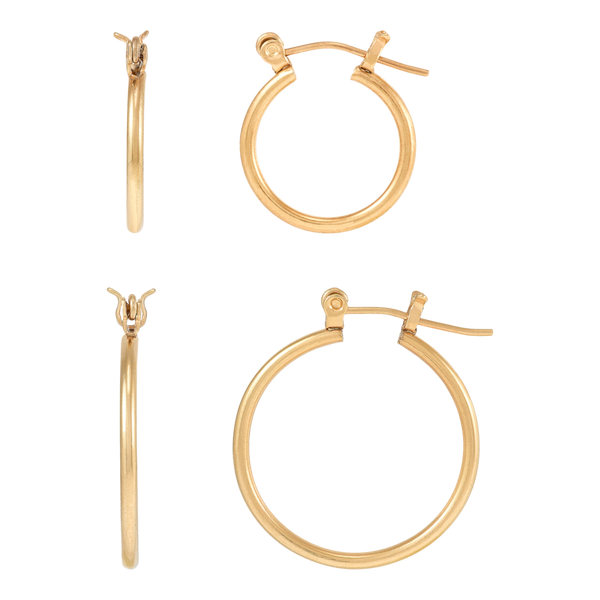 DUO Perfect Pairings 24KT Gold Plate 1/2" and 3/4" Hoop Set #3