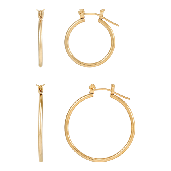 DUO Perfect Pairings 24KT Gold Plate 5/8" and 1" Hoop Set #3