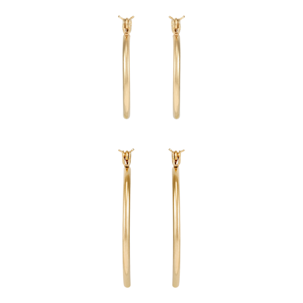 DUO Perfect Pairings 24KT Gold Plate 5/8" and 1" Hoop Set #5