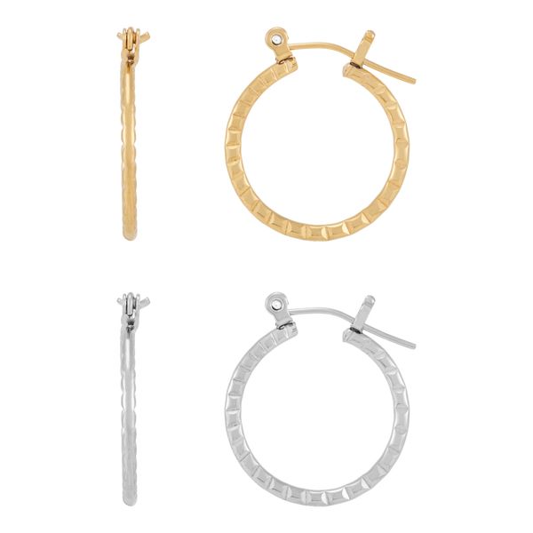 DUO Perfect Pairings Stainless Steel and 24KT Gold Plate 5/8" Hard Strike Hoop Set #3