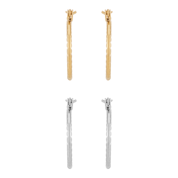 DUO Perfect Pairings Stainless Steel and 24KT Gold Plate 5/8" Hard Strike Hoop Set #5
