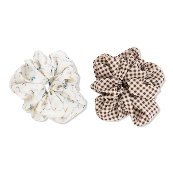 Wet Brush Wet Brush x Hill House Bluebell Waltz and Brown Gingham Large Satin Scrunchies 2ct #1