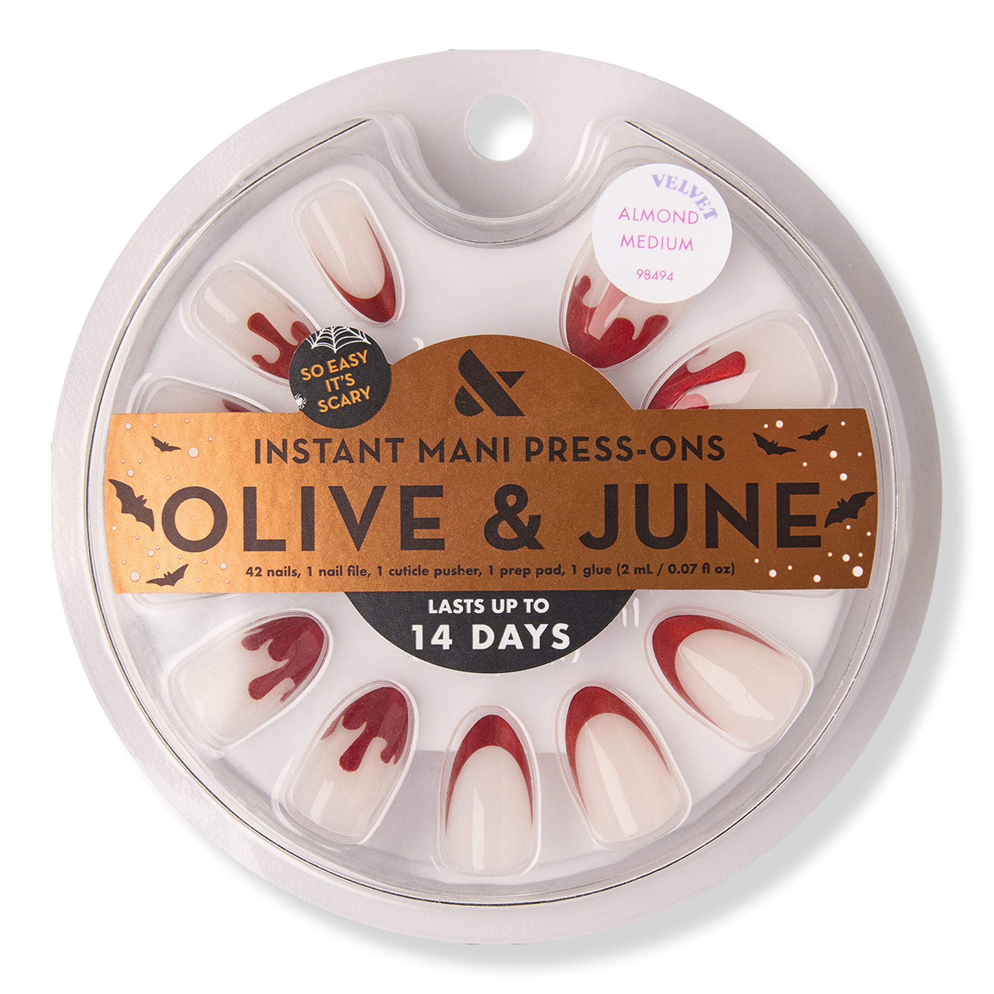 Olive & June Instant Mani Halloween Press-On Nails Vampire Velvet French #1