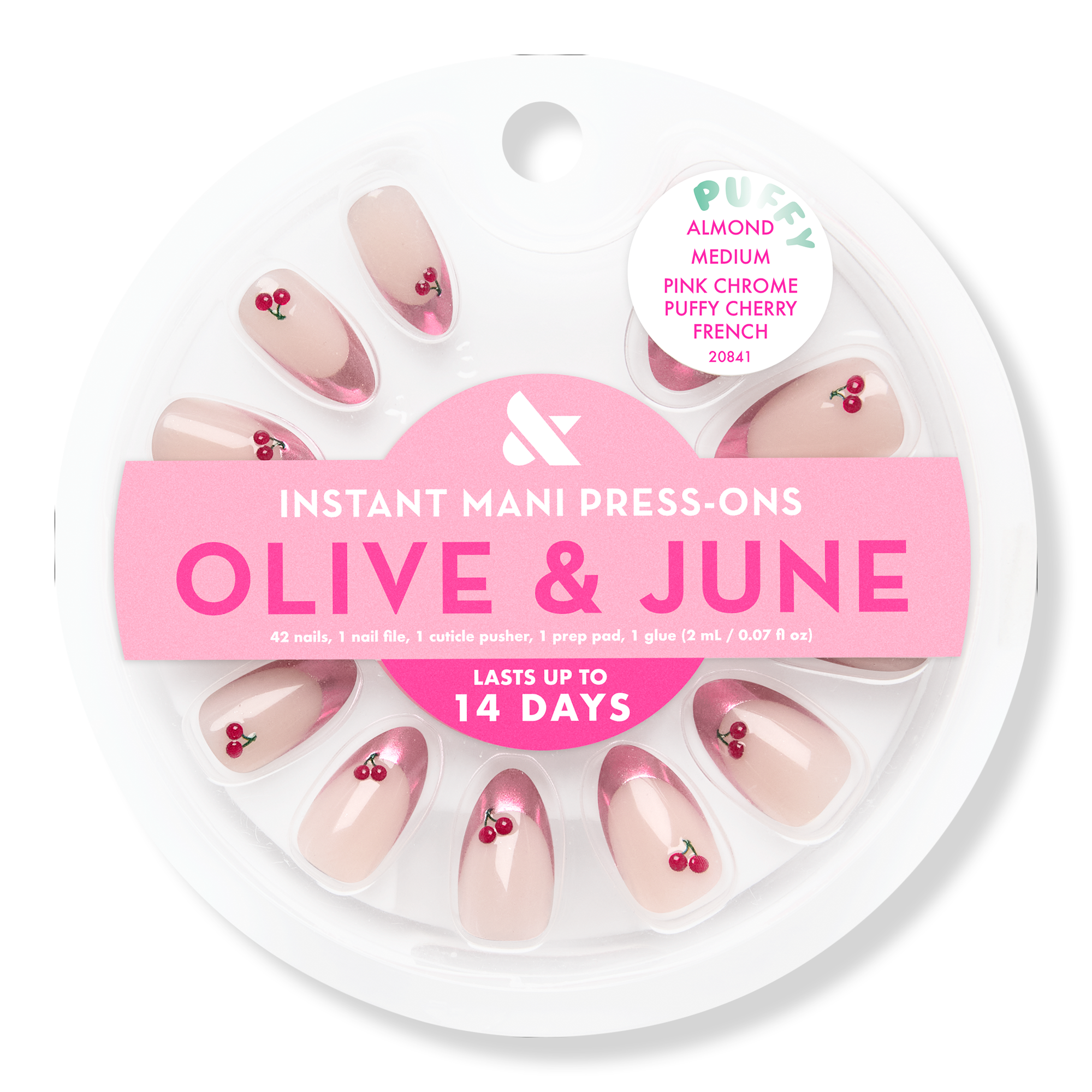 Olive & June Instant Mani Press On Nails Puffy Cherry French #1