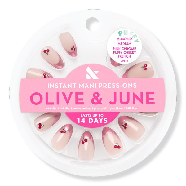 Olive & June Instant Mani Press On Nails Puffy Cherry French #1
