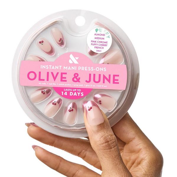 Olive & June Instant Mani Press On Nails Puffy Cherry French #3
