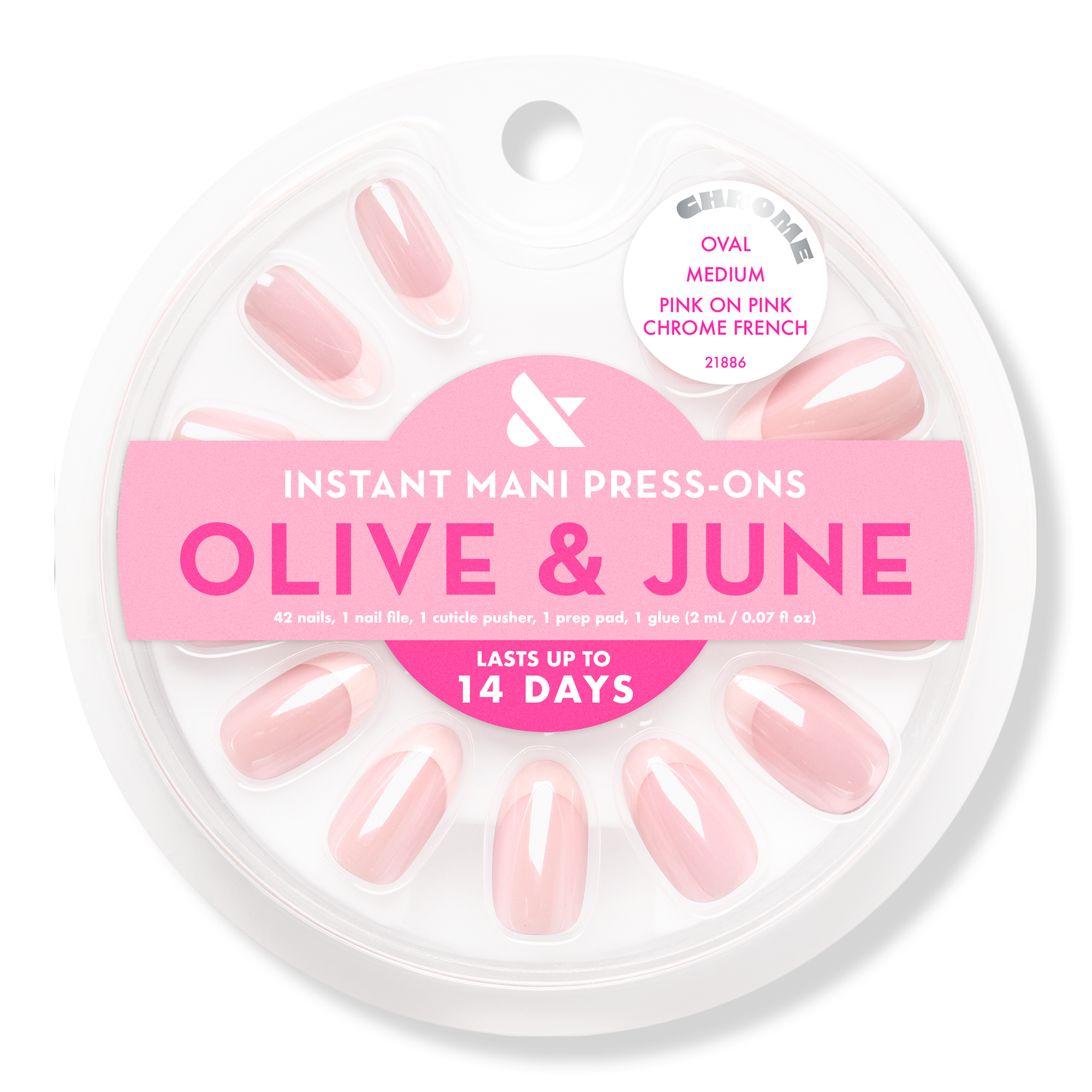 Olive & June Instant Mani Press On Nails Pink Chrome French #1