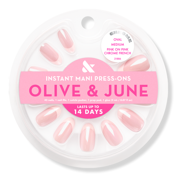 Olive & June Instant Mani Press On Nails Pink Chrome French #1