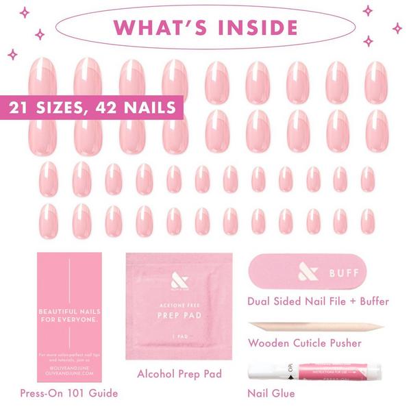 Olive & June Instant Mani Press On Nails Pink Chrome French #2