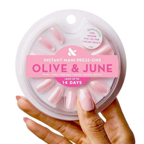 Olive & June Instant Mani Press On Nails Pink Chrome French #3