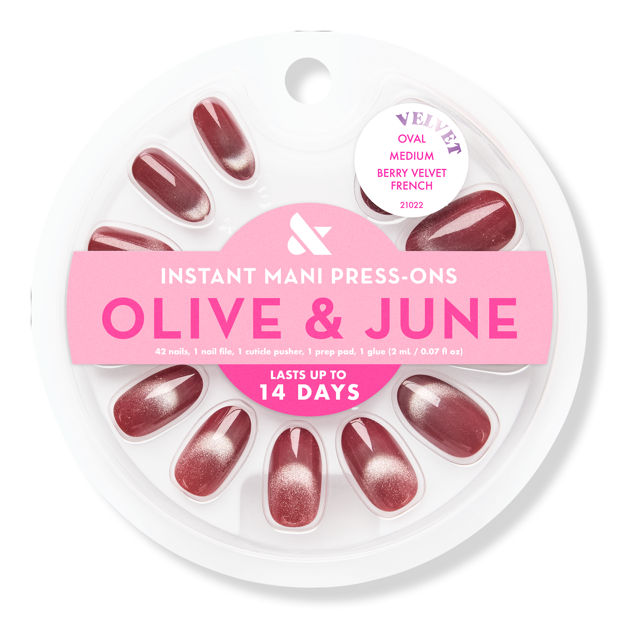 Olive & June Instant Mani Press On Nails Berry Velvet French #1