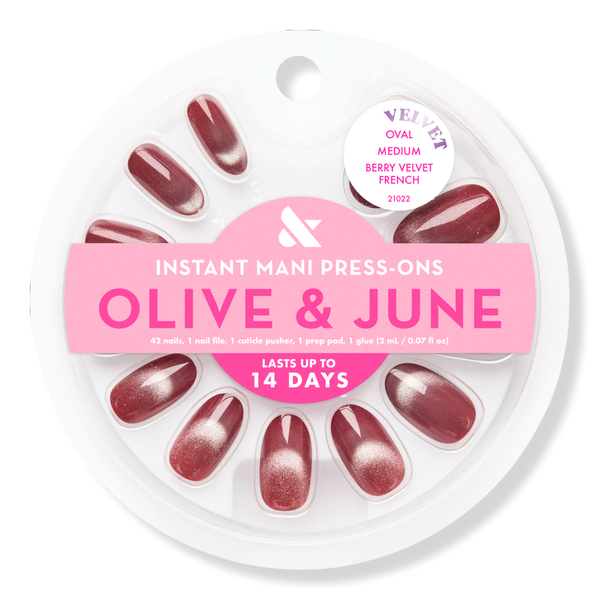 Olive & June Instant Mani Press On Nails Berry Velvet French #1