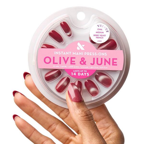 Olive & June Instant Mani Press On Nails Berry Velvet French #3