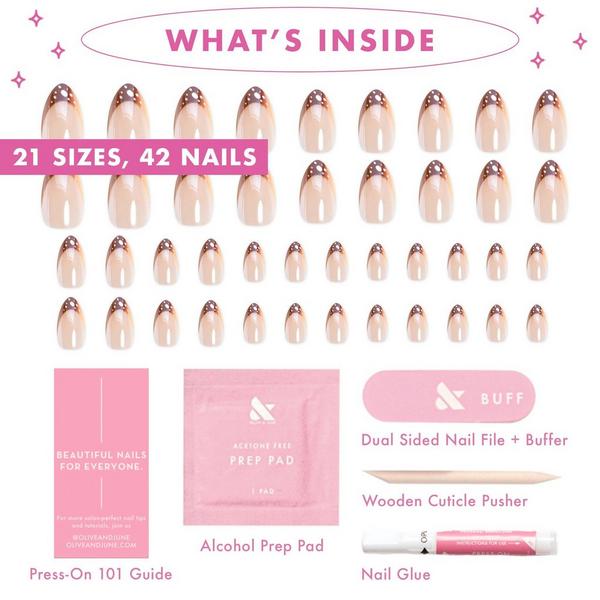 Olive & June Instant Mani Press On Nails Fawn Chrome French #2
