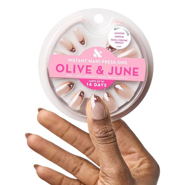Olive & June Instant Mani Press On Nails Fawn Chrome French #3